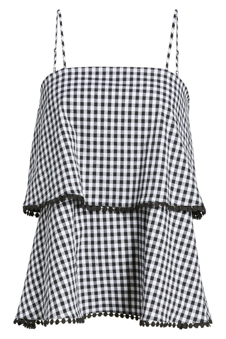 Tiered Babydoll Tank, Alternate, color, BLACK WHITE GINGHAM