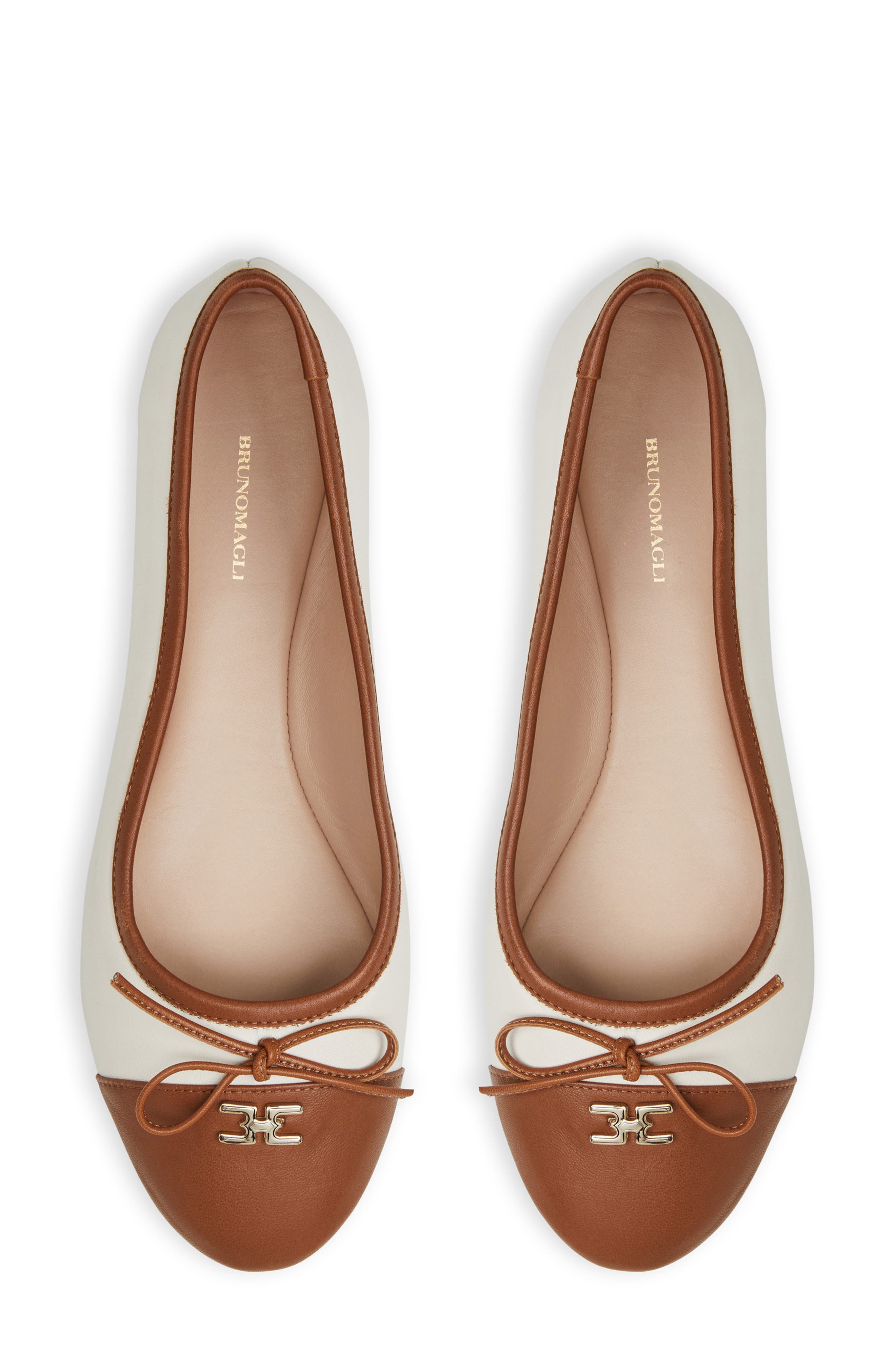 Donatella Cap Toe Ballet Flat, Alternate, color, BROWN/ CREAM