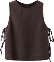 MANGO Side Tie Double Gauze Top