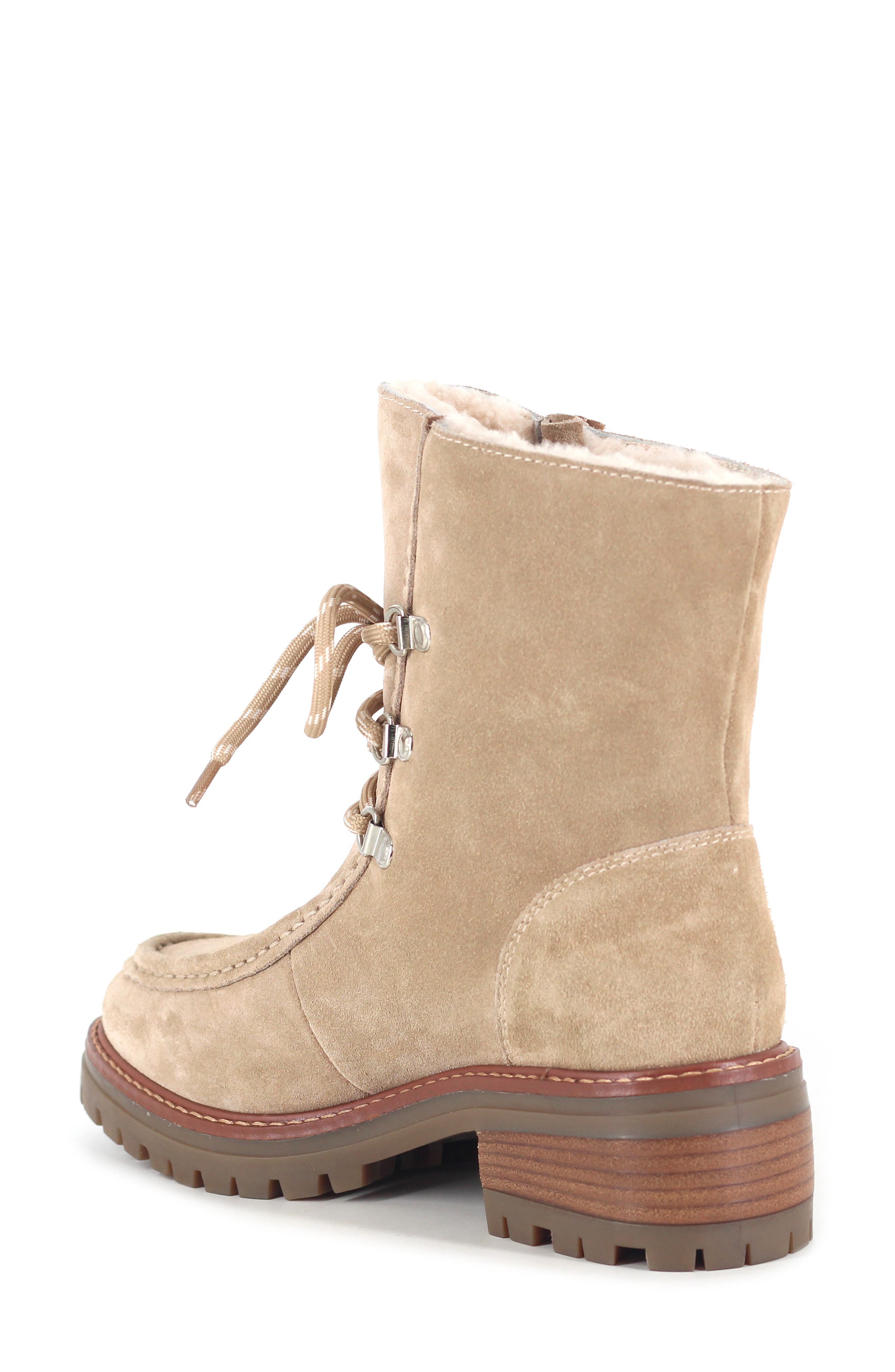 Bliss Genuine Shearling Lined Boot, Alternate, color, WARM SAND SUEDE
