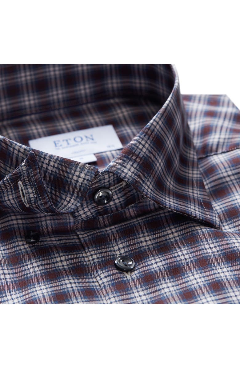 Eton Slim Fit Plaid Dress Shirt, Alternate, color, 