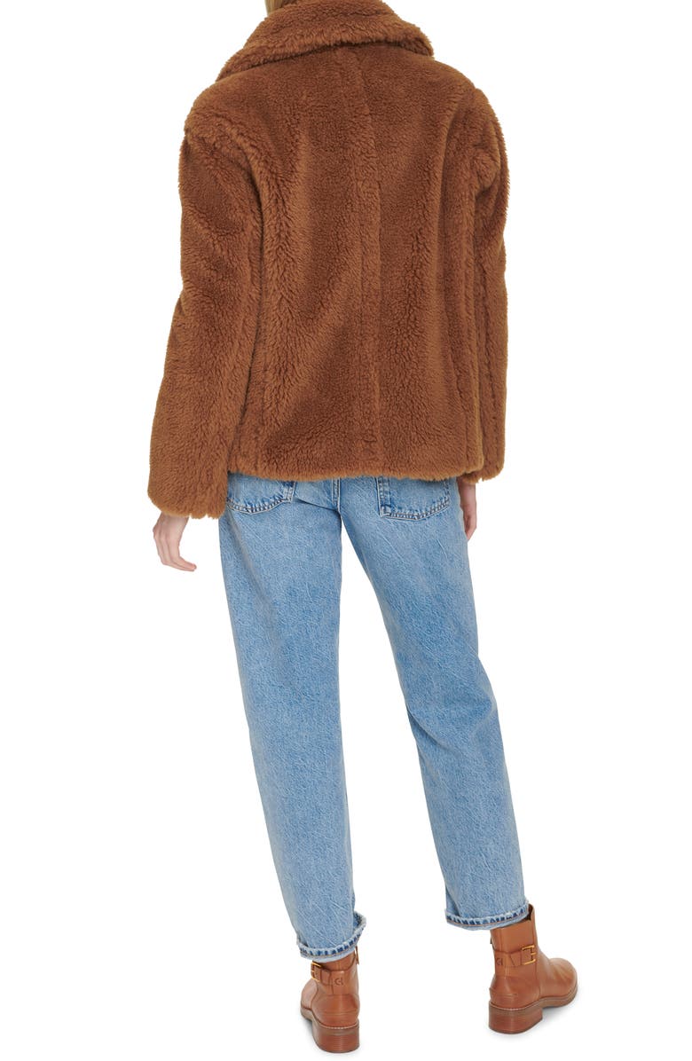 Cole Haan Teddy Wool Blend Faux Fur Jacket, Alternate, color, Toffee