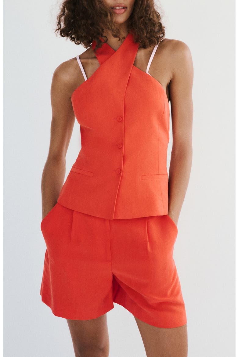 Cross Neck Halter Top, Main, color, CLEMENTINE