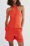 MANGO Cross Neck Halter Top
