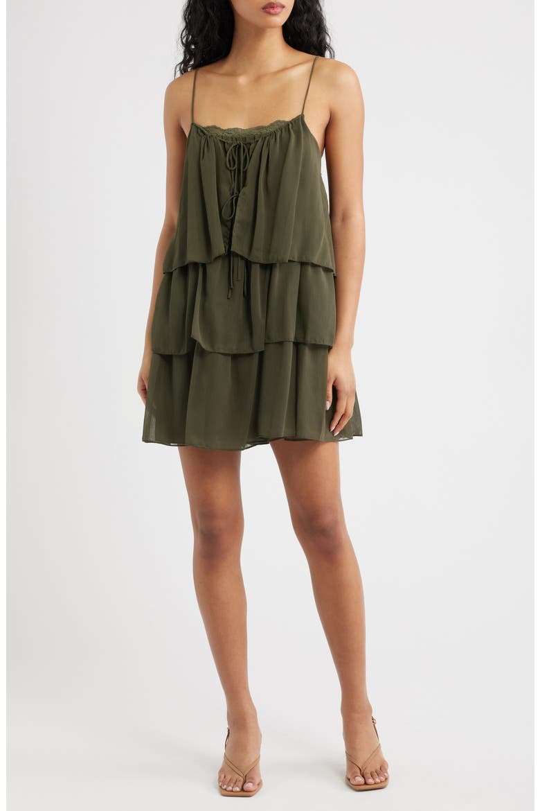 Tiered Minidress, Main, color, GREEN