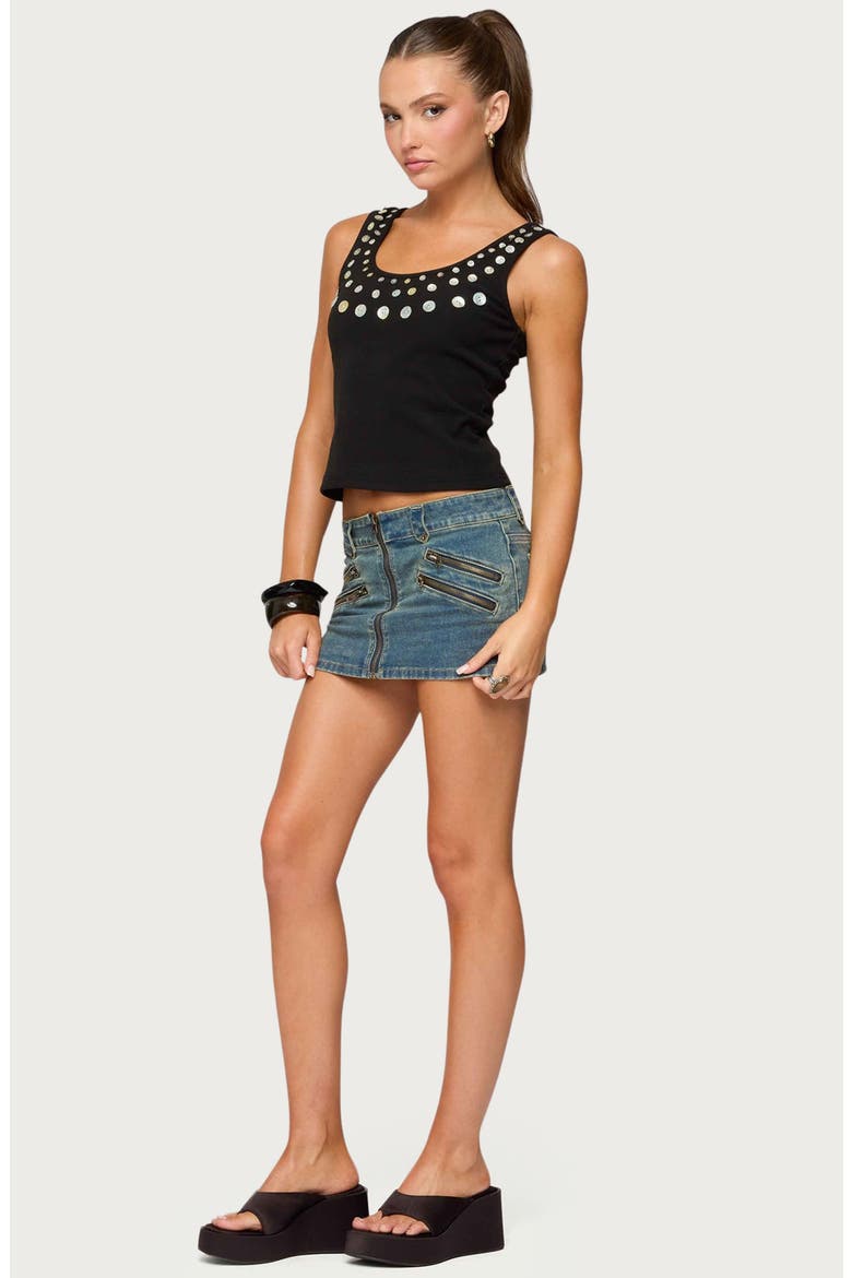 Ronan Zip Low Rise Denim Miniskort, Alternate, color, BLUE-WASHED