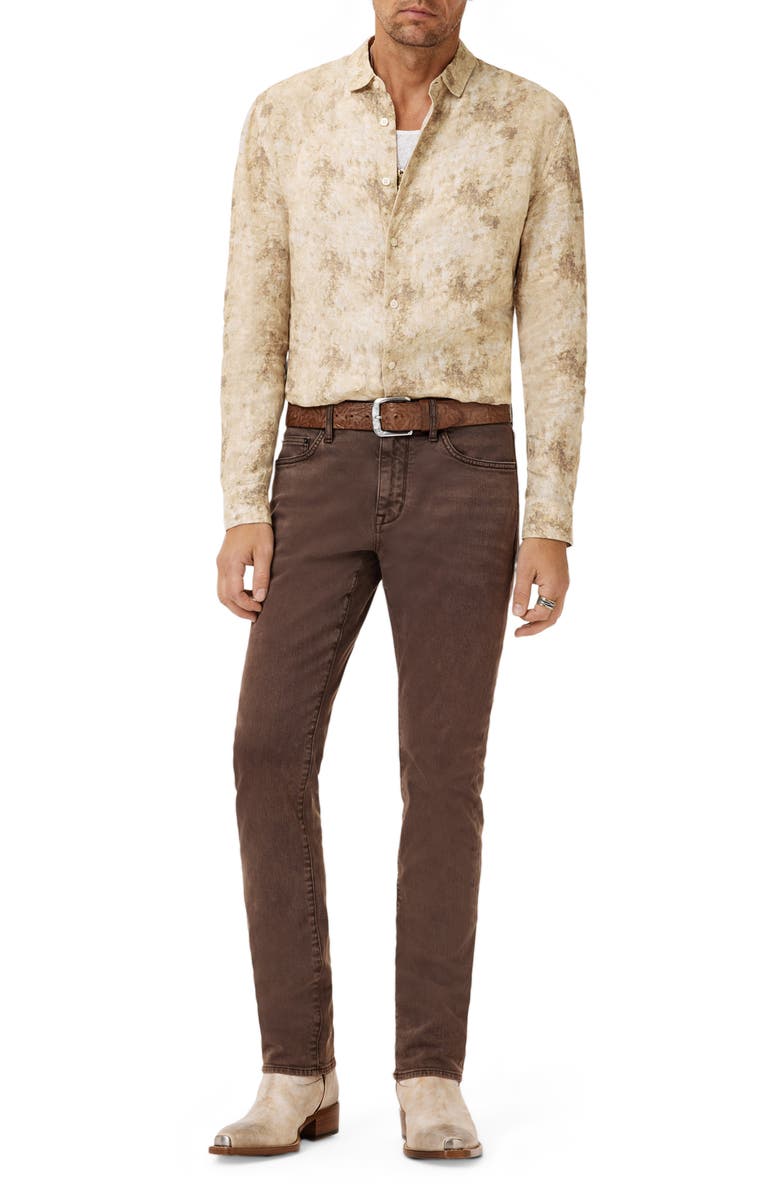 John Varvatos Luca Paint Pattern Button-Up Shirt, Alternate, color, Natural