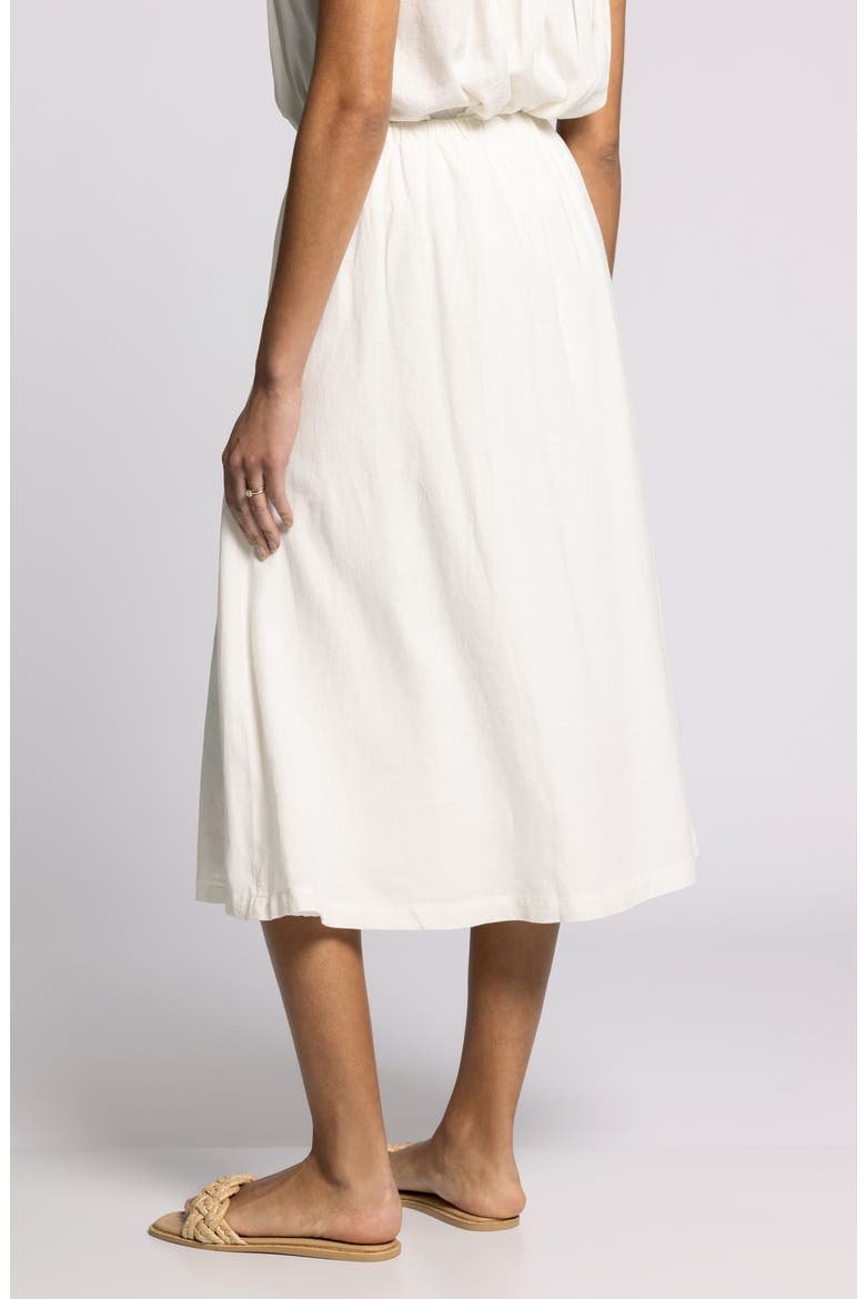 Lydia Pleated Linen Blend Midi Skirt, Alternate, color, WHITE