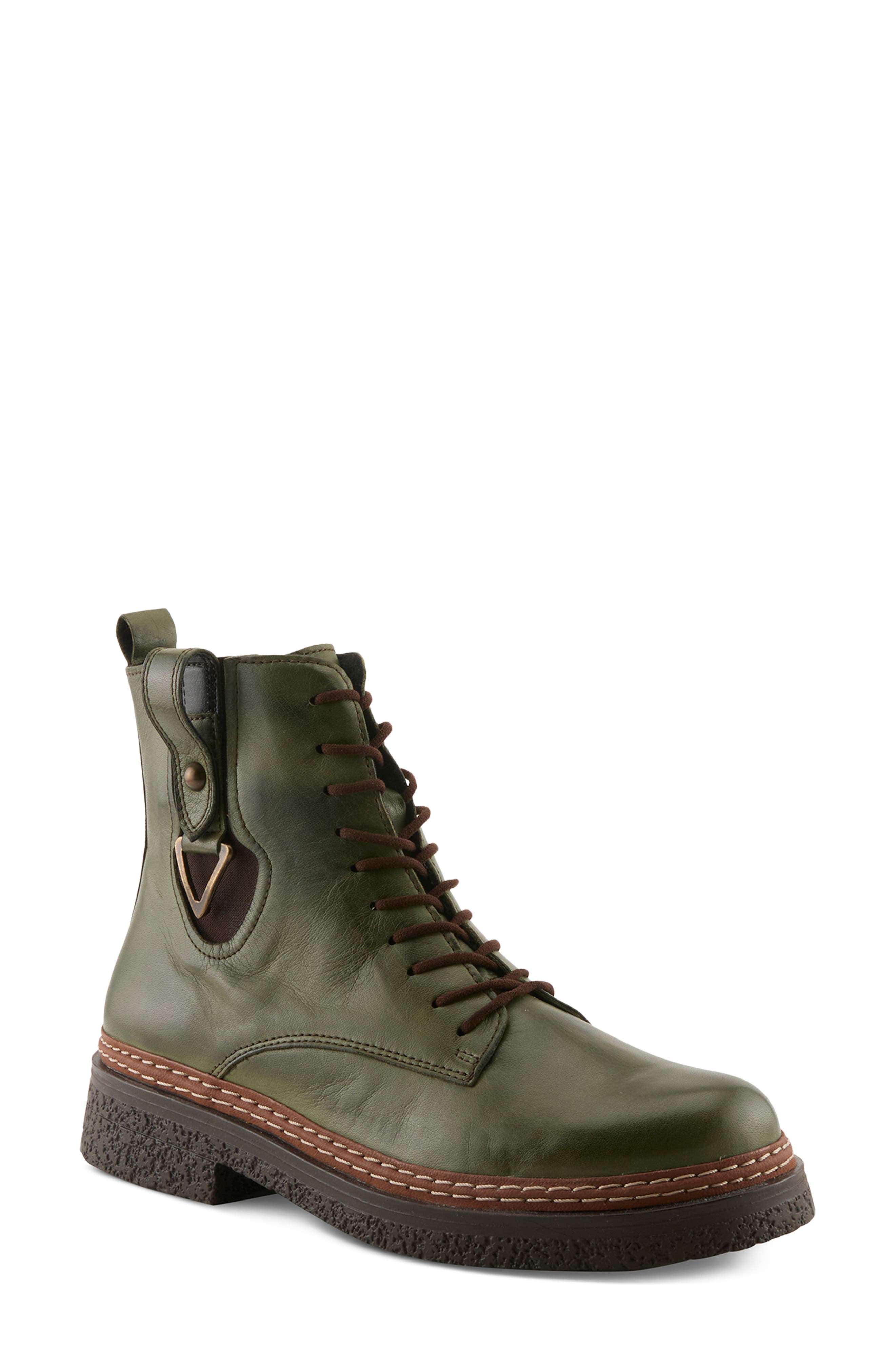 Heirax Leather Bootie, Main, color, OLIVE GREEN