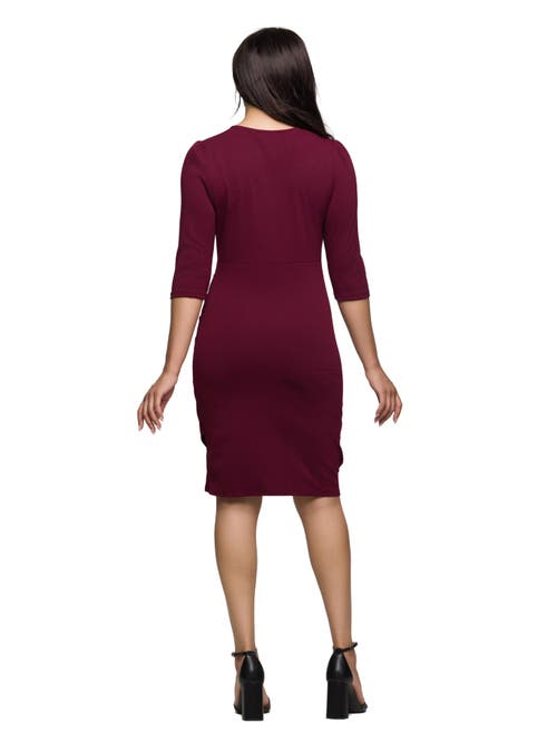 24seven Comfort Apparel V-neck Faux Wrap Dress In Red