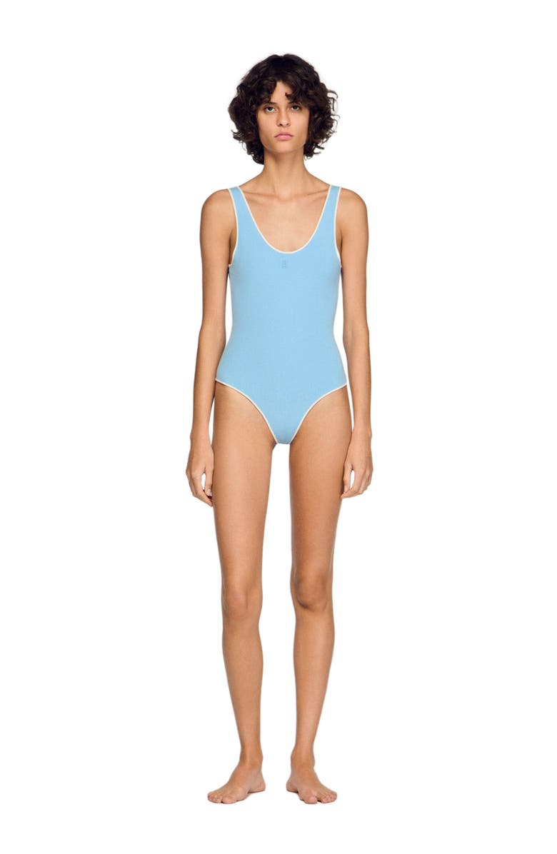 SANDRO Knit bodysuit, Alternate, color, Sky Blue