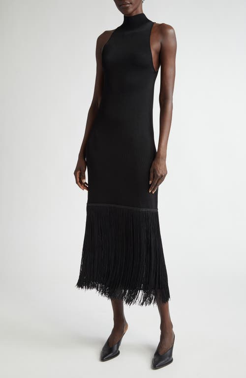 Altuzarra Cash Fringe Hem Midi Dress In 000001 Black
