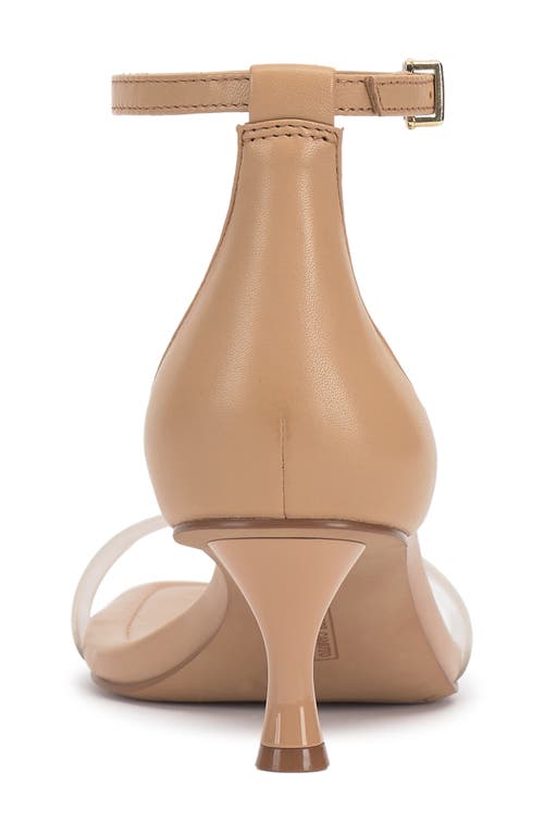 Vince Camuto Vinkely Square Toe Kitten Heel Sandal In Sandstone/clear