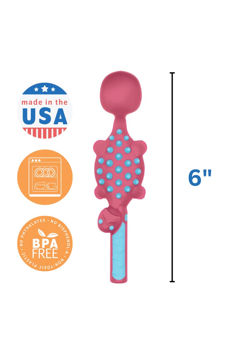 Set of 3 Dino Eating Utensils for Kids and Toddlers, Alternate, color, Pink