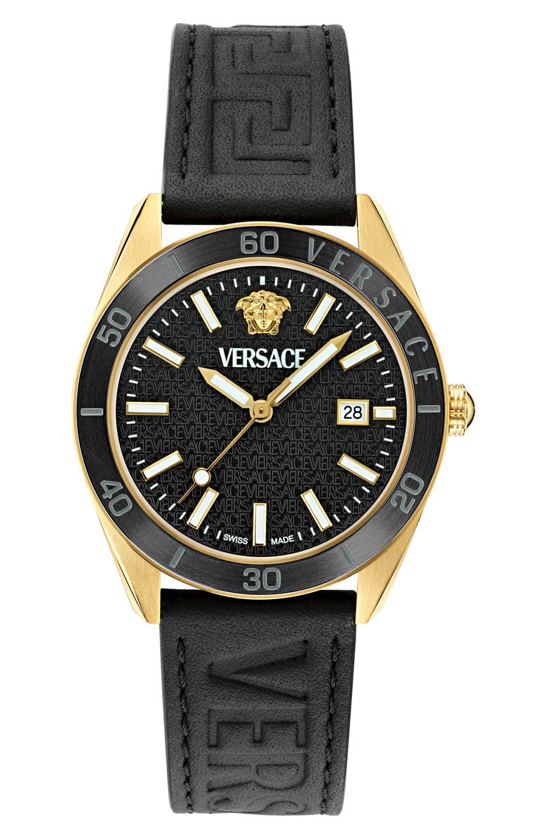 Versace V-Dome Watch, 42mm, Main, color, Ip Yellow Gold