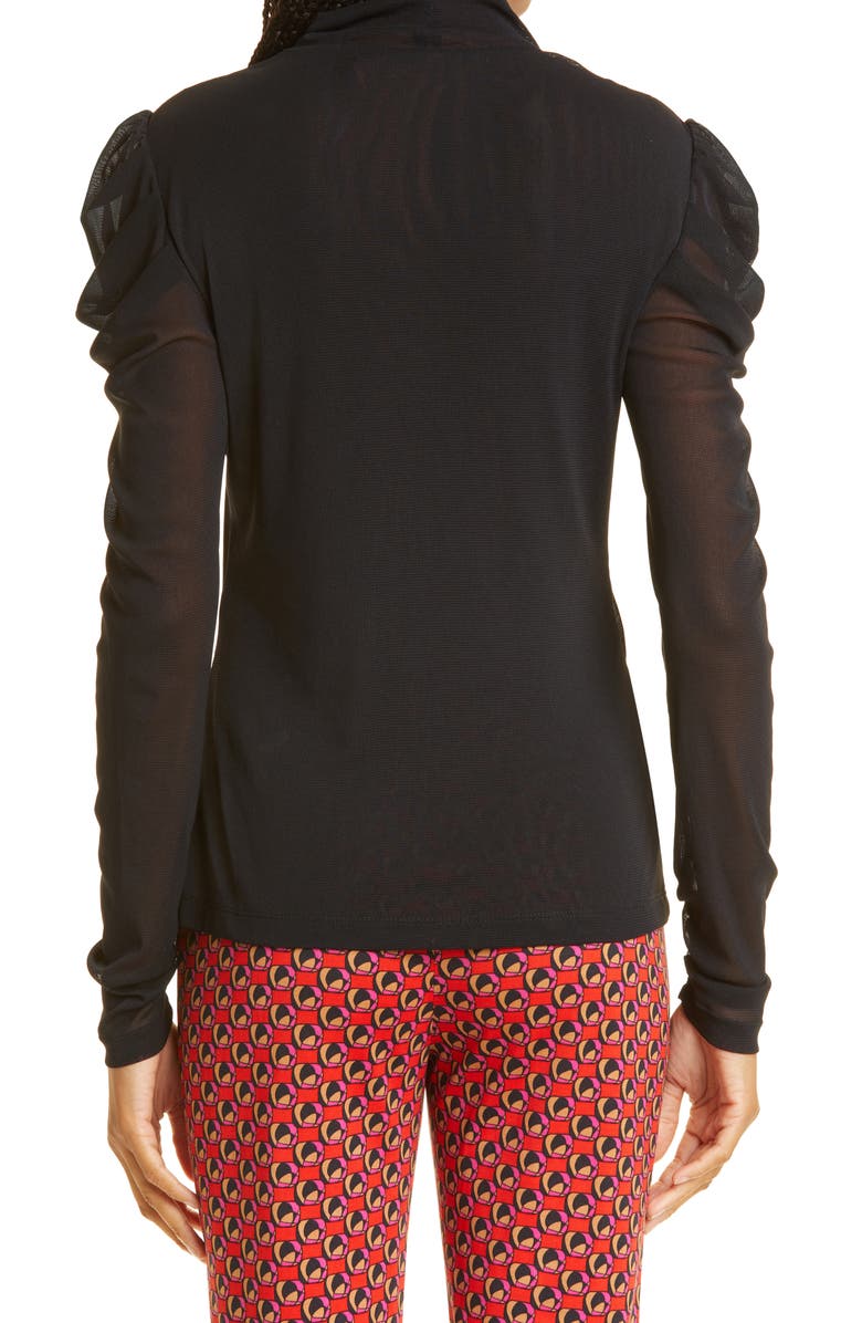 DVF Remy Ruched Mesh Top, Alternate, color, 