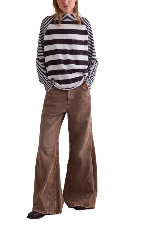 Free People Punk Playful Stripe Long Sleeve T-shirt In Gray