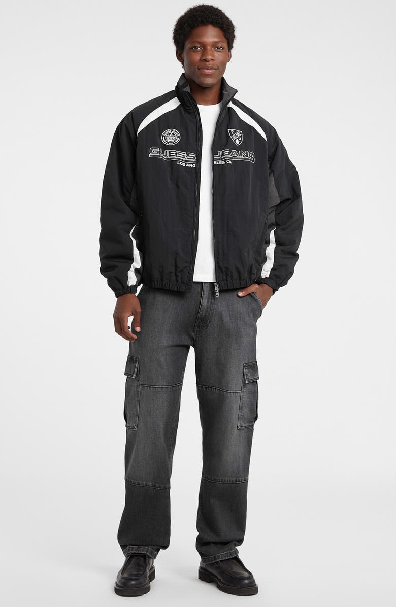 GUESS JEANS Logo Wind Breaker Jacket, Alternate, color, Jet Black