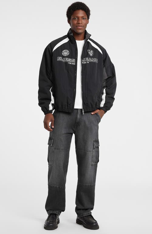 Guess Jeans Logo Wind Breaker Jacket In Black