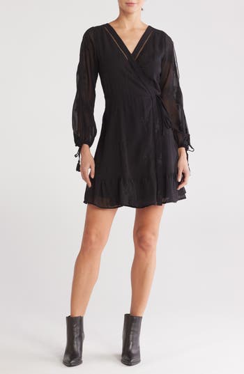 LOVESTITCH LOVESTITCH LONG SLEEVE WRAP MINIDRESS
