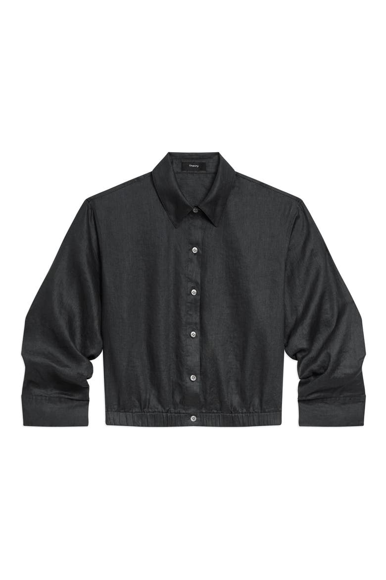Fixed Sleeve Linen Button-Up Shirt, Alternate, color, BLACK