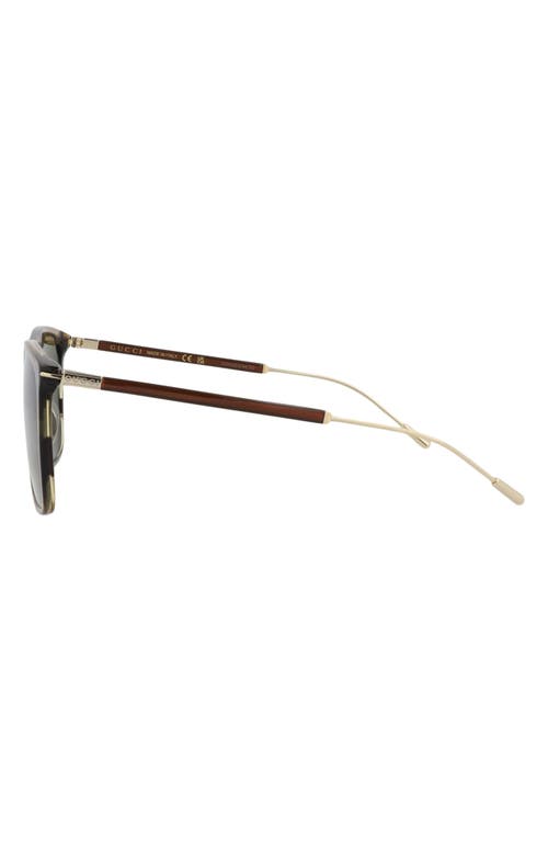 Gucci Novelty 58mm Rectangular Sunglasses In Havana Gold Green