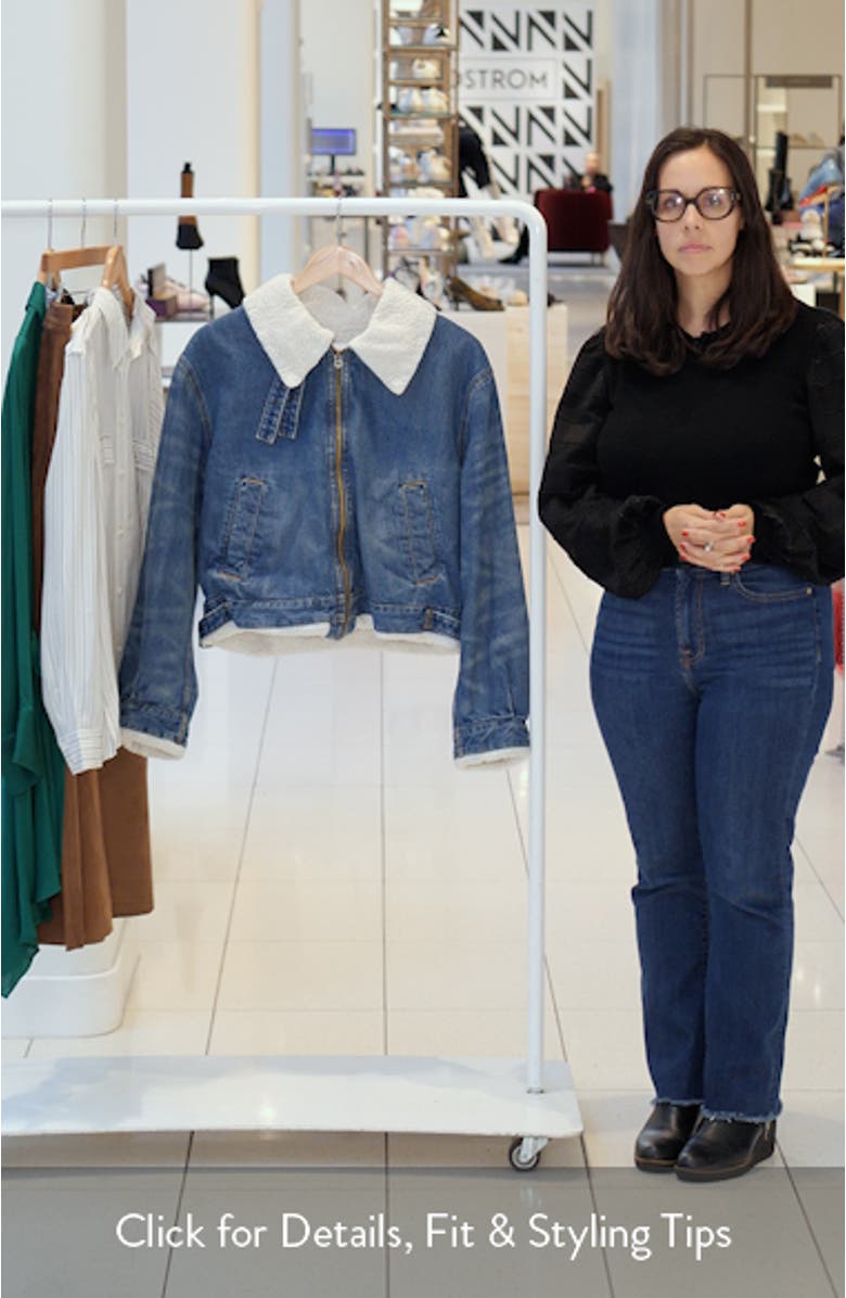 Faux Shearling Lined Denim Aviator Jacket, sales video thumbnail