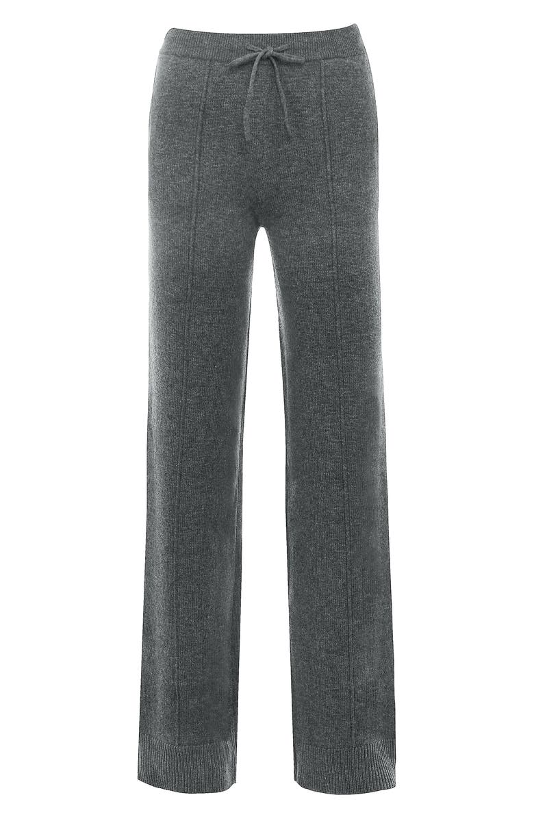 HOUSE OF CB Yalina Tie Waist Knit Track Pants, Alternate, color, Grey Melange