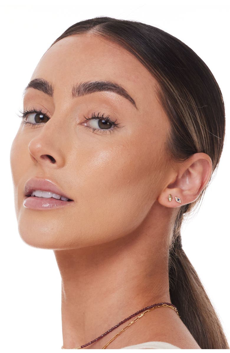 ELLIOT YOUNG Single Evil Eye Stud Earring with 14K Gold Sapphire & Diamonds, Alternate, color, Blue