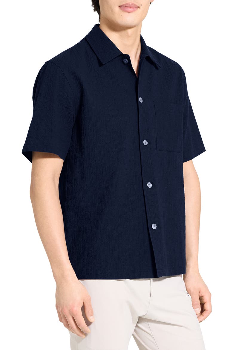 Mini Texture Short Sleeve Button-Up Shirt, Alternate, color, BALTIC - XHX