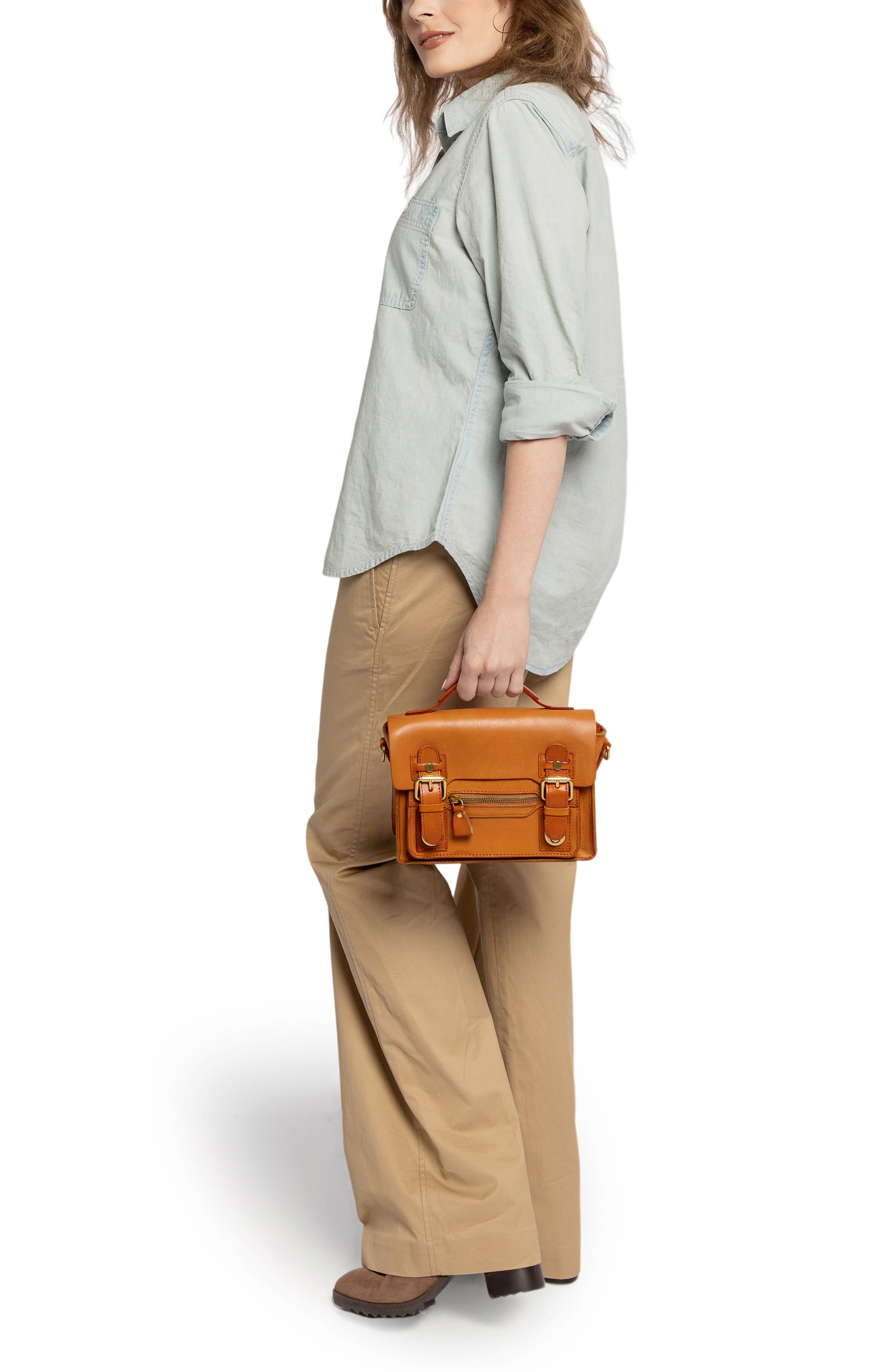 Aster Mini Leather Satchel, Alternate, color, CAMEL
