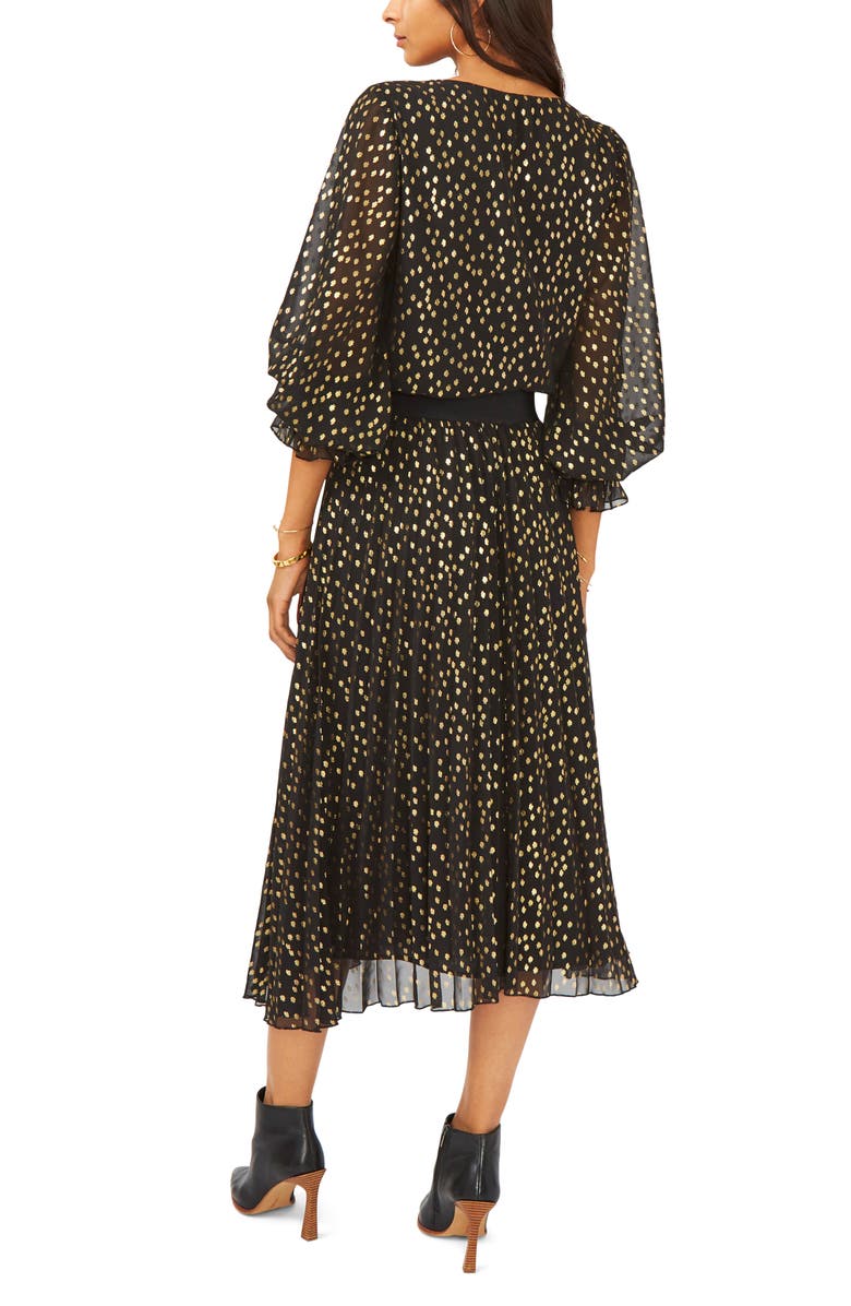 Vince Camuto Smocked Cuff Foil Dot Blouse, Alternate, color,