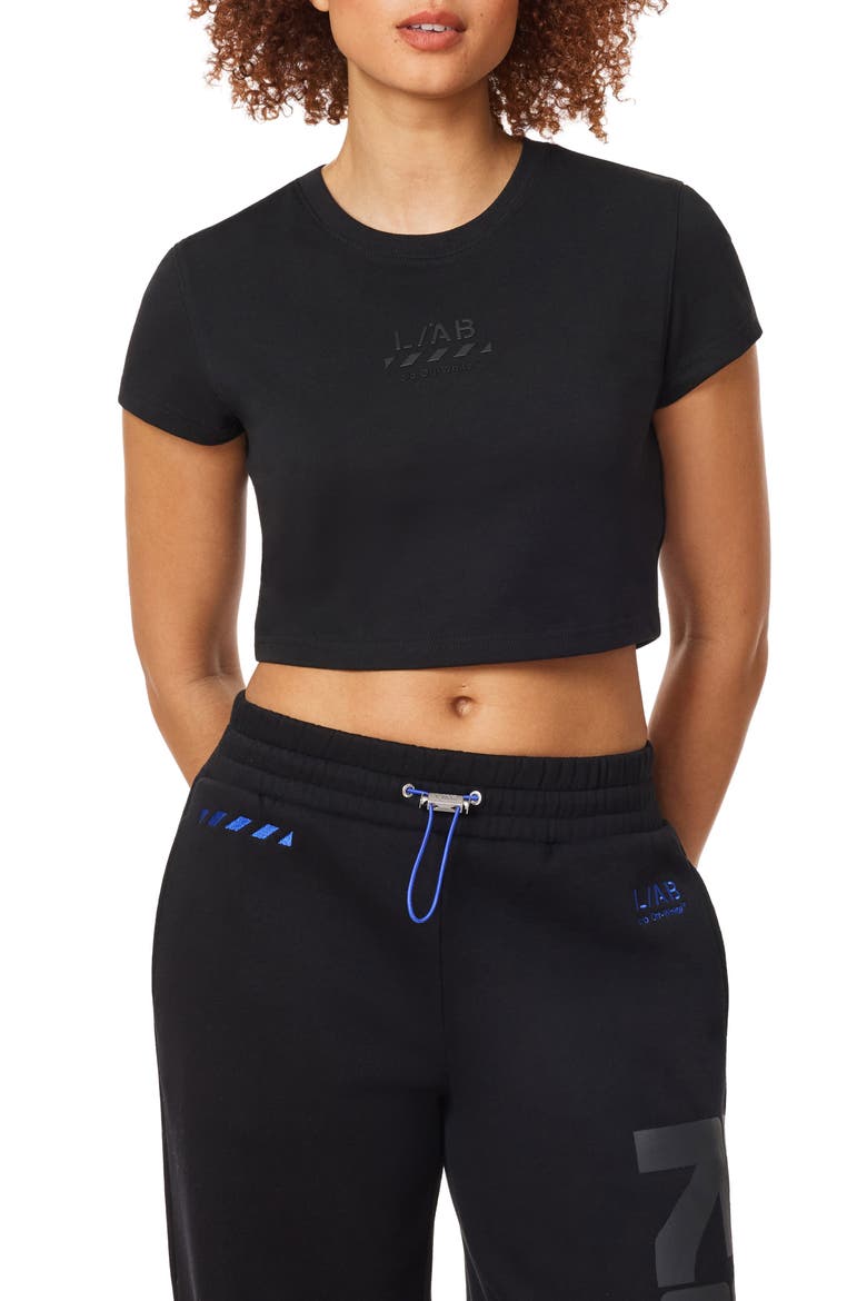 Logo Graphic Cropped T-Shirt, Main, color, BLACK NIGHT