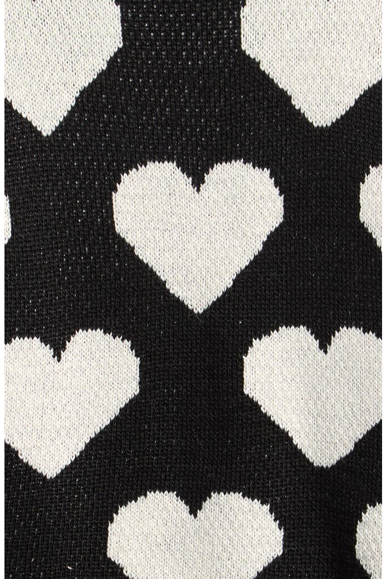 Kids' Hearts All Over Jacquard Sweater, Alternate, color, BLACK