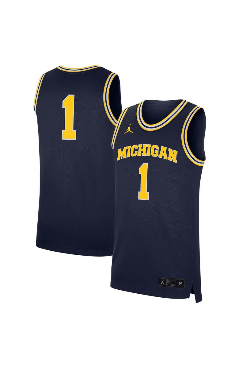 Jordan Brand Men's Jordan Brand Navy Michigan Wolverines Replica Jersey, Alternate, color,