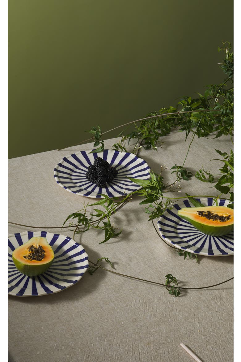 Mafalda 9'' Side Plate Set of 4, Alternate, color, Blue/Stripes