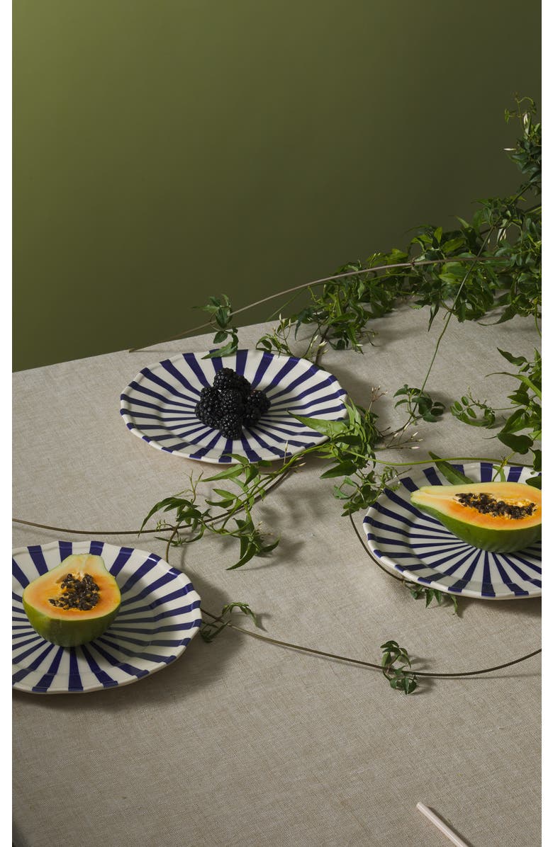 Maison Madison Home Mafalda 9'' Side Plate Set of 4, Alternate, color, Blue/Stripes