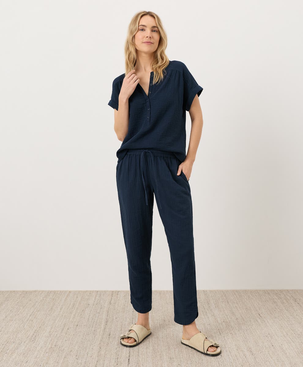 Organic Cotton Coastal Double Gauze Tapered Pull-On Pant - image 4