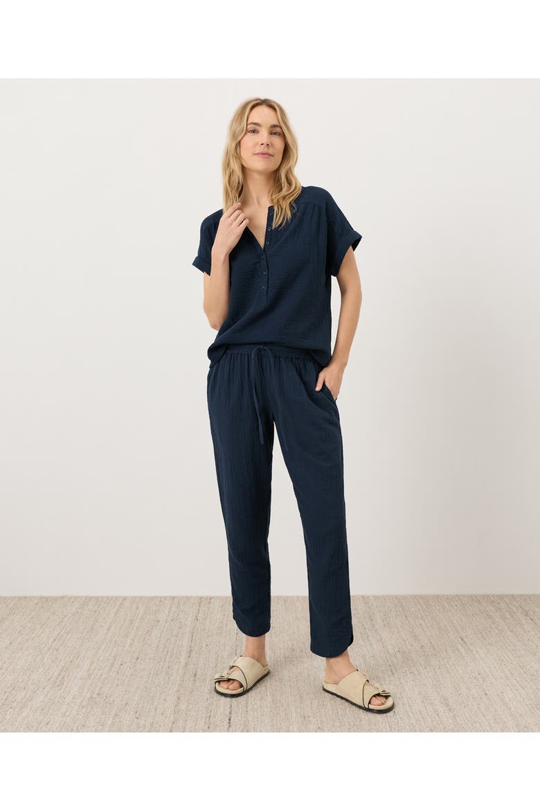 Organic Cotton Coastal Double Gauze Tapered Pull-On Pant, Alternate, color, Navy Blue