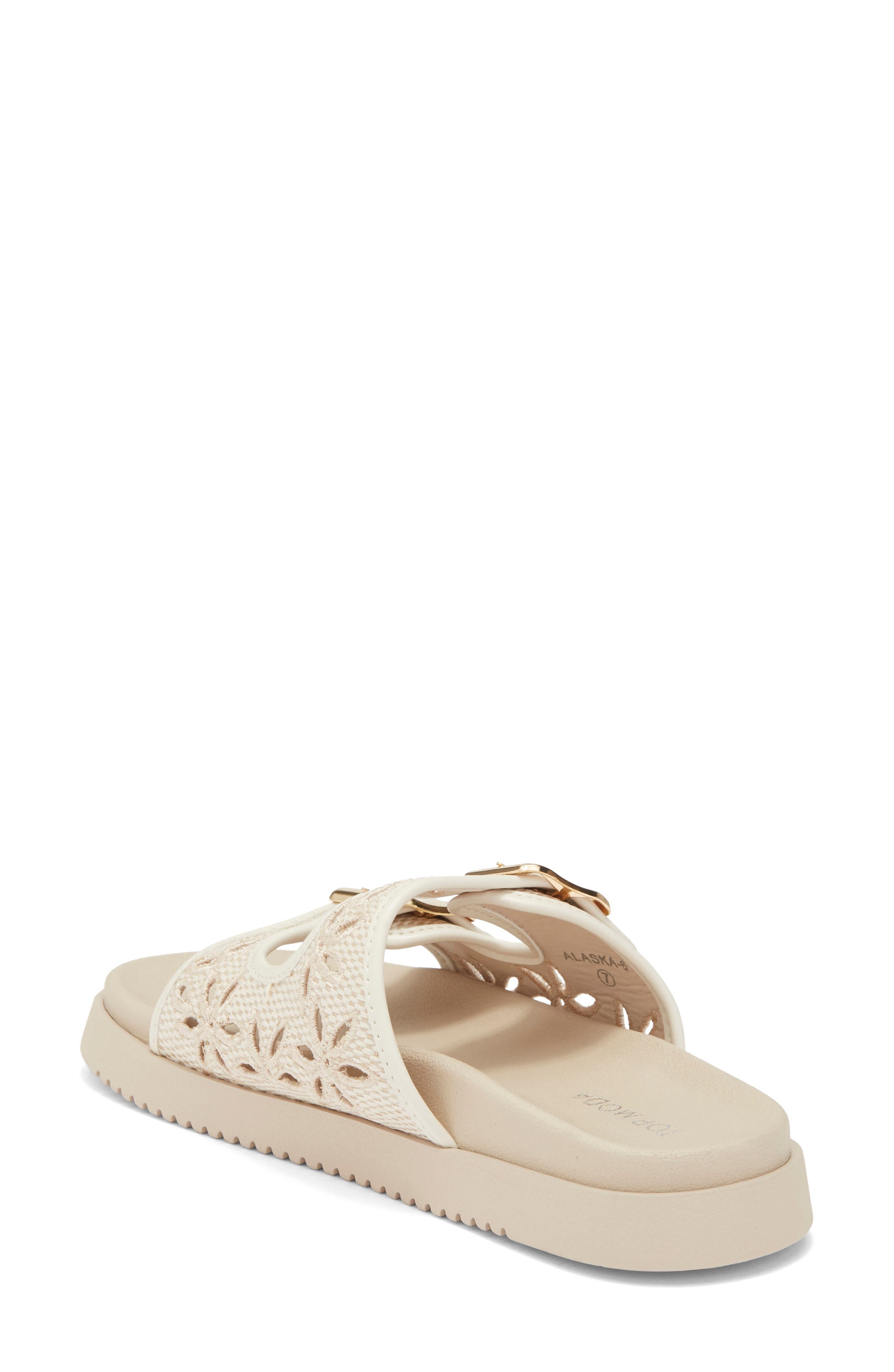 TOP MODA Alaska Slide Sandal, Alternate, color, Ivory Raffia