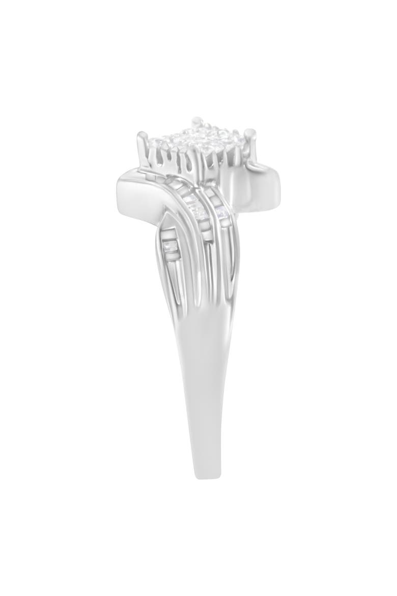 10K White Gold 1/3 Cttw Diamond Bypass Style Cocktail Ring, Alternate, color, White Gold