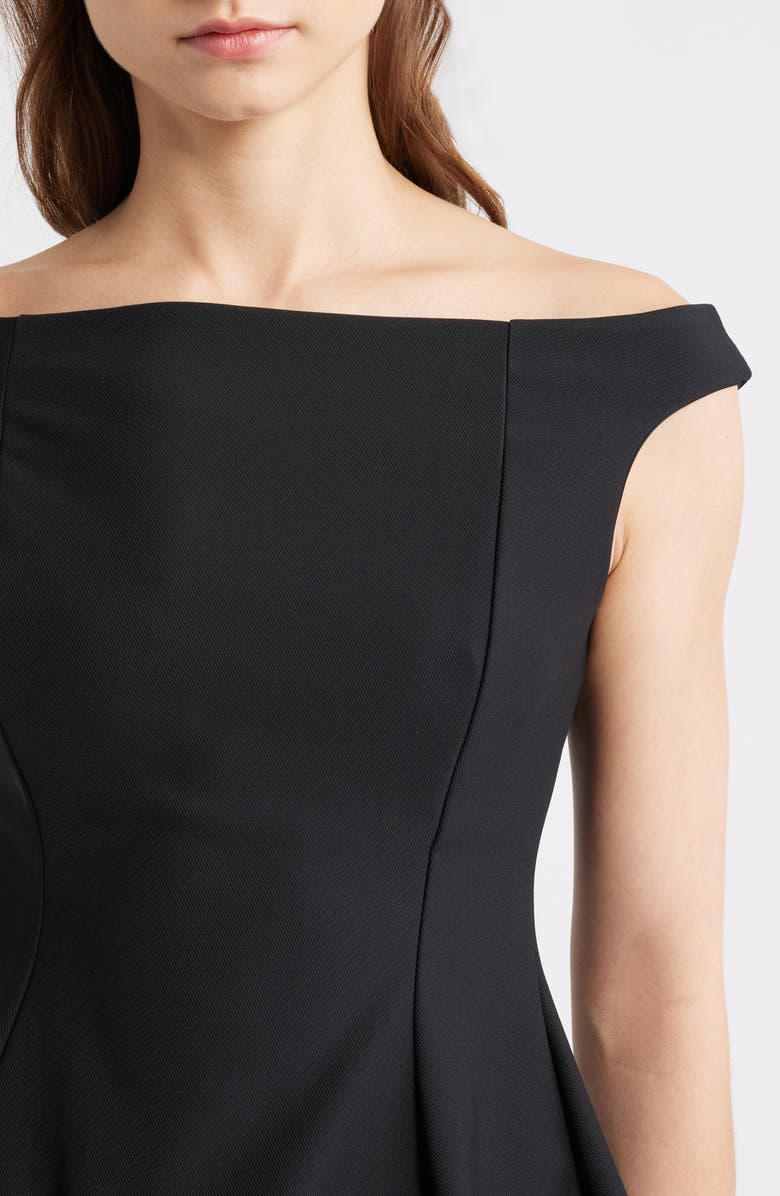 MANGO Off the Shoulder Peplum Top, Alternate, color, Black