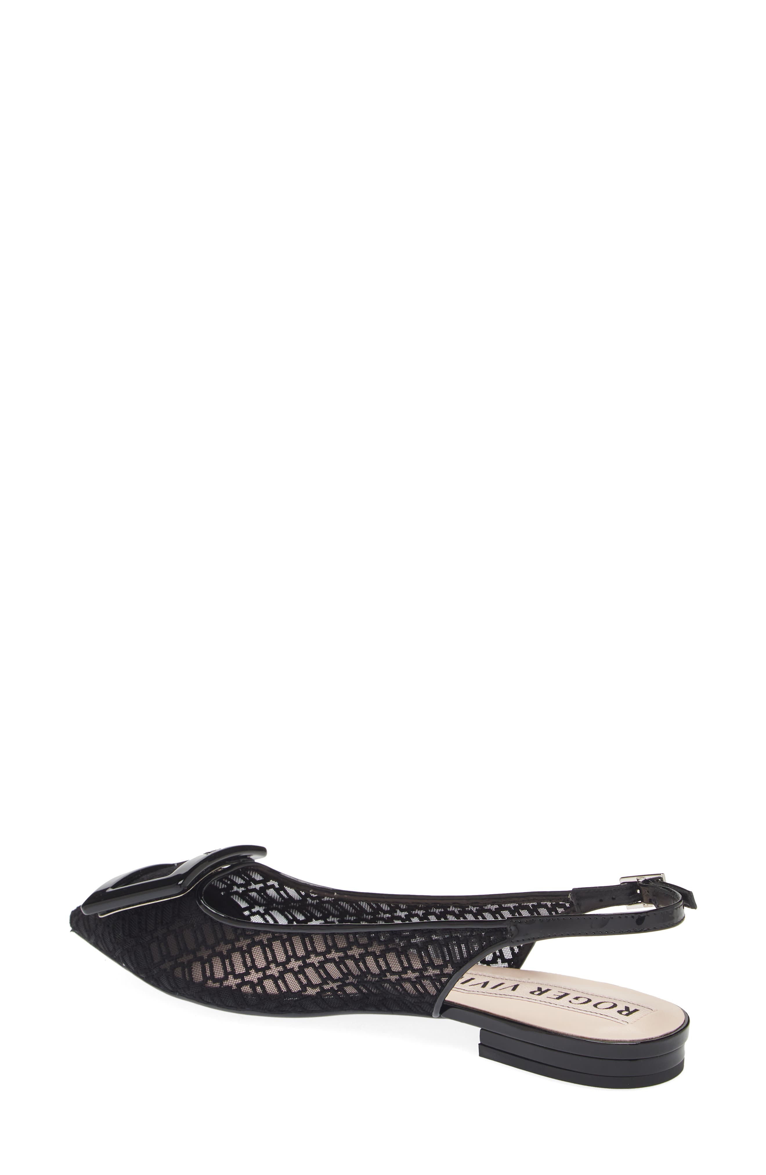 Roger Vivier Gommettine Embroidered Mesh Pointed Toe Slingback Flat, Alternate, color, 