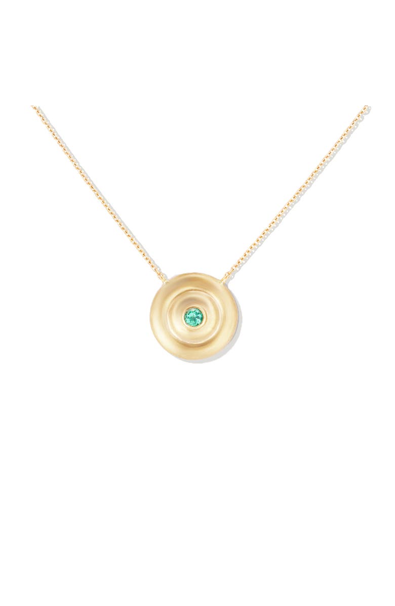 Campbell + Charlotte Evolve Small Disk Pendant Necklace, Main, color, Emerald-Gold