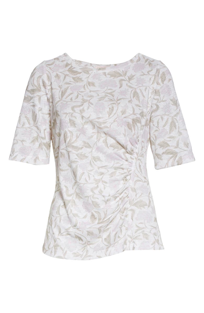 Rebecca Taylor Zadie Fleur Linen T-Shirt, Alternate, color, 