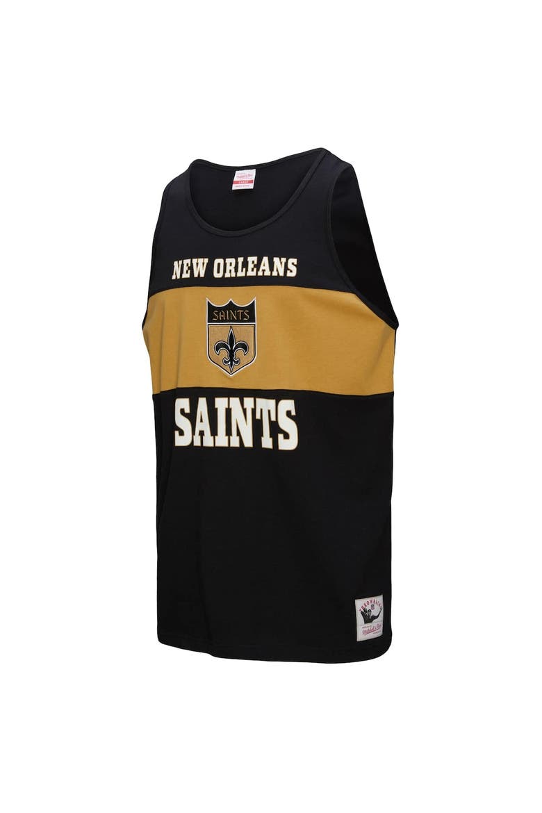 Men's Mitchell & Ness Black New Orleans Saints Retro Colorblock Tank Top, Alternate, color, Black