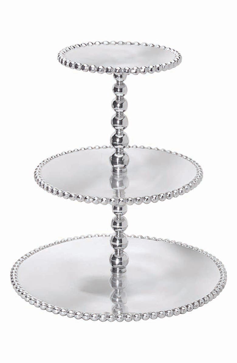 Mariposa String of Pearls Tiered Cupcake Stand, Main, color, Silver