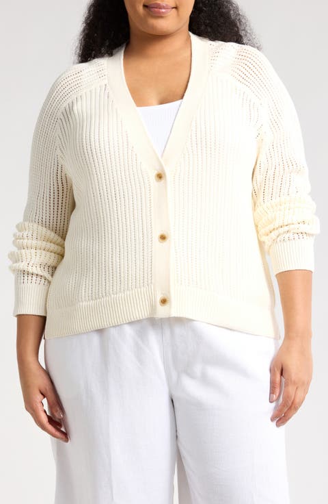 Pointelle V-Neck Cardigan