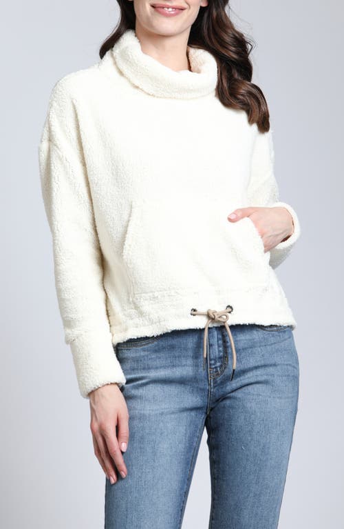 APNY High Pile Fleece Funnel Neck Sweater in Natural 