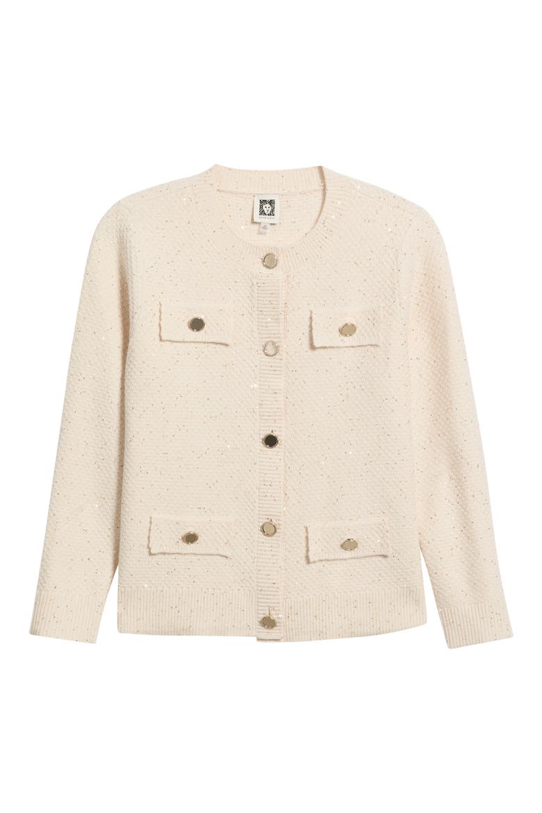 Glitz Sequin Cardigan, Alternate, color, WHITE DOVE